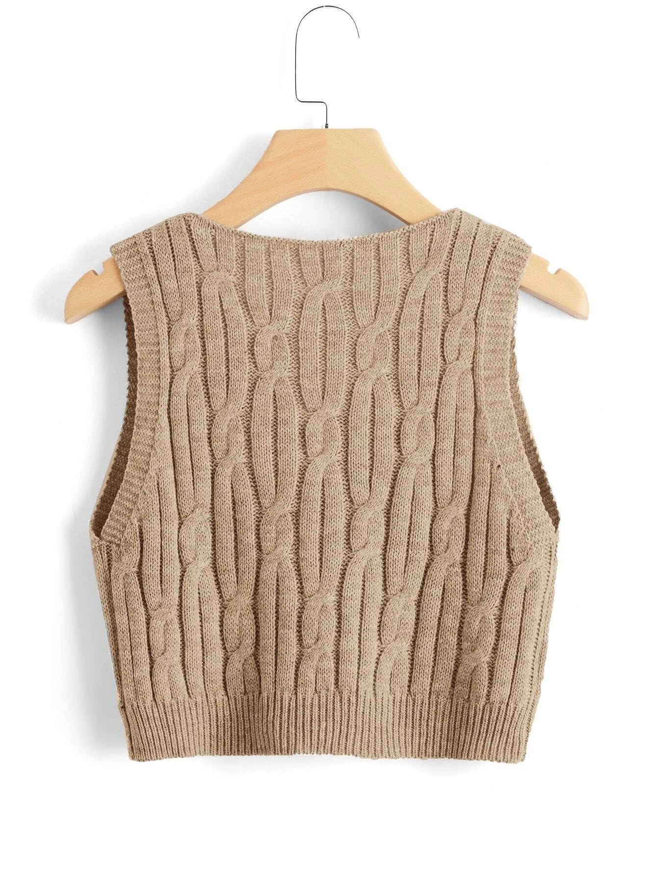 Twist Chaleco con cuello en V chaleco suéter 2022 nuevas mujeres de estilo coreano sin mangas suelto corto exterior superior