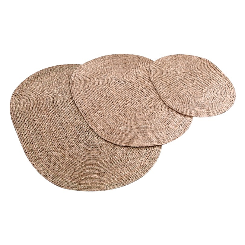 Alfombra de ratán tejida a mano alfombra de puerta de entrada del dormitorio sala de estar mesa de café estera sala de fotografía decoración estilo Nórdico