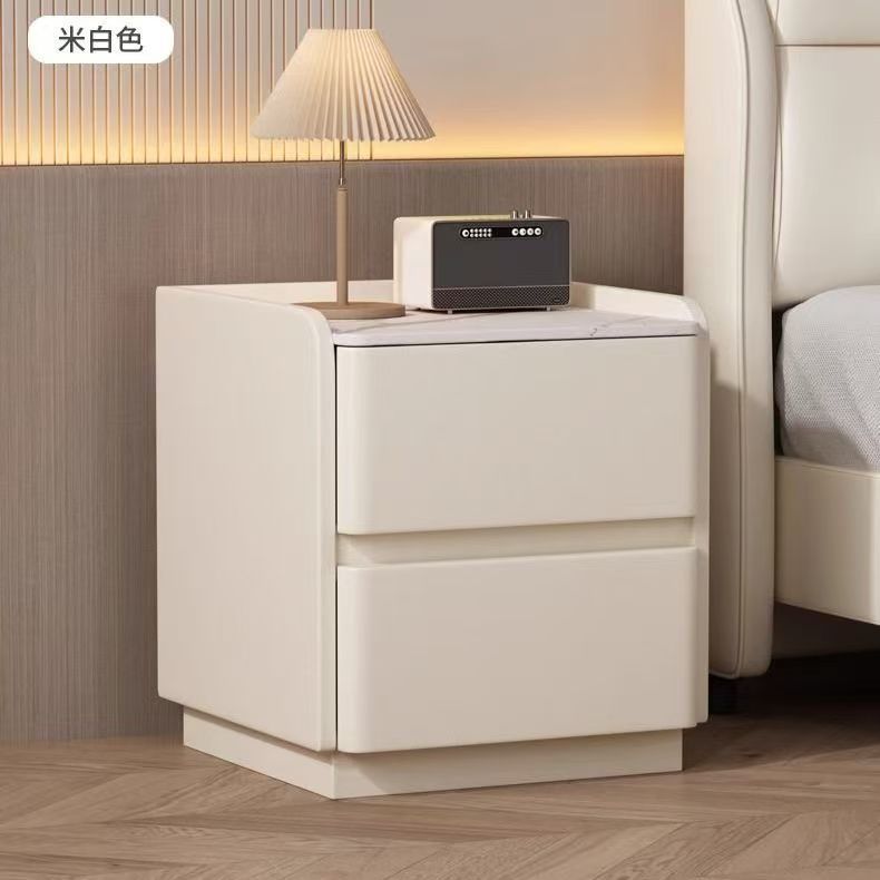 Solid Wood Bedside Table Fully Equipped with Simple Modern Light Luxury Bedroom Home Cream Style Storage Cabinet Bedside Table New Style