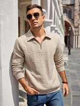 U 71145 Men's Textured Zip Polo Sweatshirt ��������������