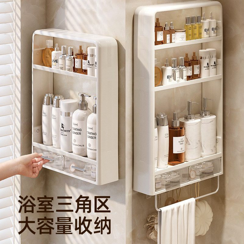 穴なし浴室棚壁掛け式多層洗面台トイレ化粧品トイレ収納神器|undefined