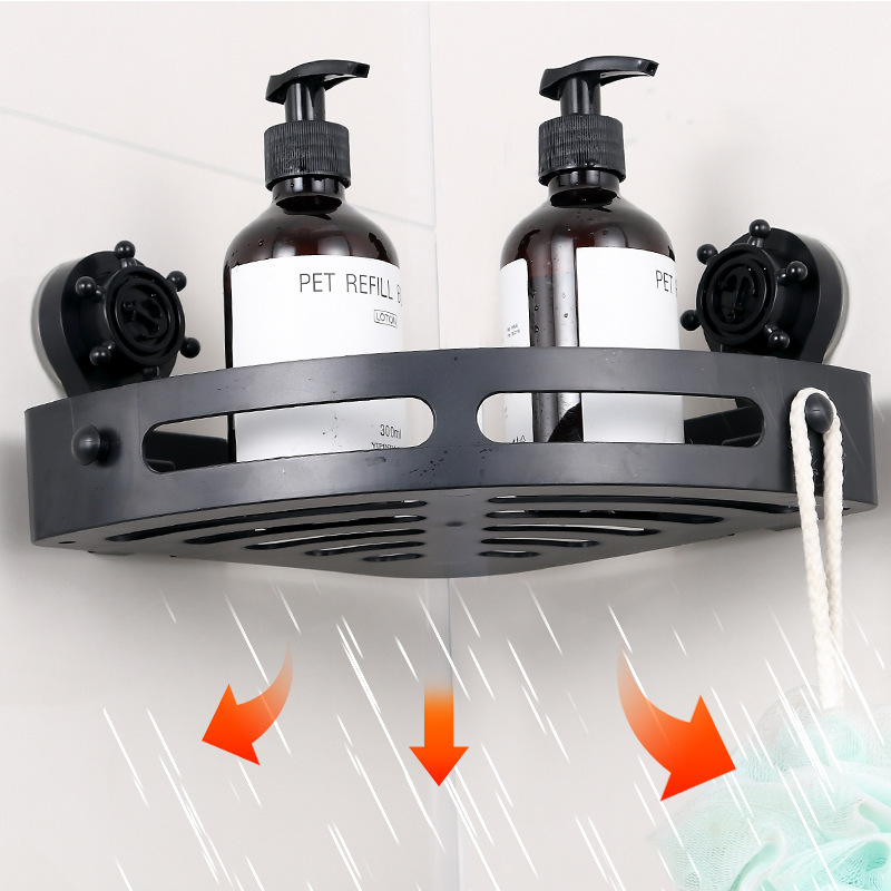No-Drill Suction Cup Bathroom Wall-Mounted Toilet Washbasin Storage Rack Triangular Sink