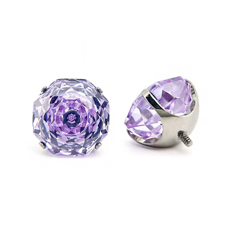 F136 Titanium 6mm Eight-sided Heart Rose Cut Bowl Bottom Earring G23 Titanium Alloy Gradient Ear Bone Nail Lip Nail Tongue Nail detail image 9