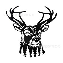跨境新品美式铁皮画鹿客厅房间墙艺装饰乡村金属墙挂件农舍鹿装饰