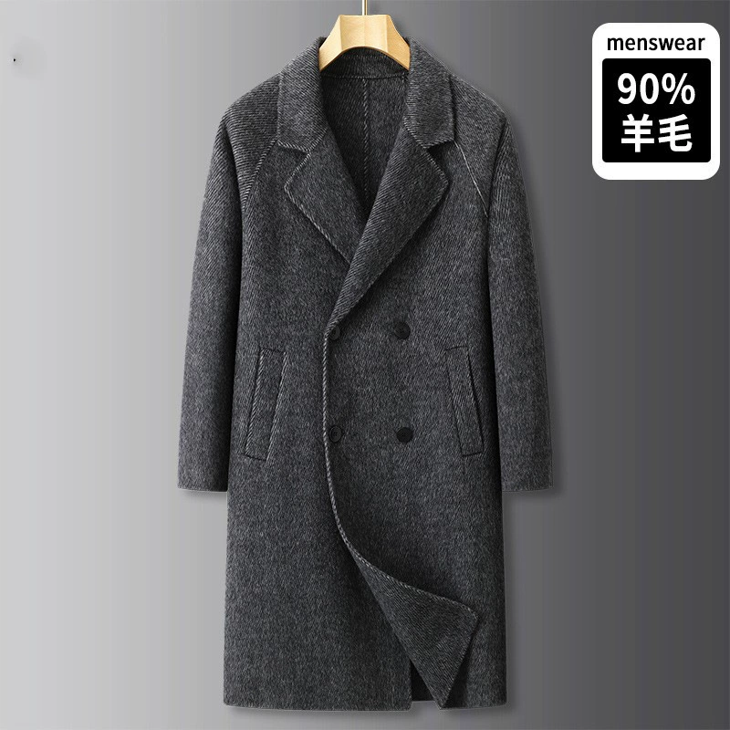 Fat Brother 2024 осенний и зимний двухбортный шерстяной шерстяной шерстяной шерстяной шерстяной шерстяной шерстяной шерстяной шерстяной шерстяной шерсти мужские толстые пальто большого размера