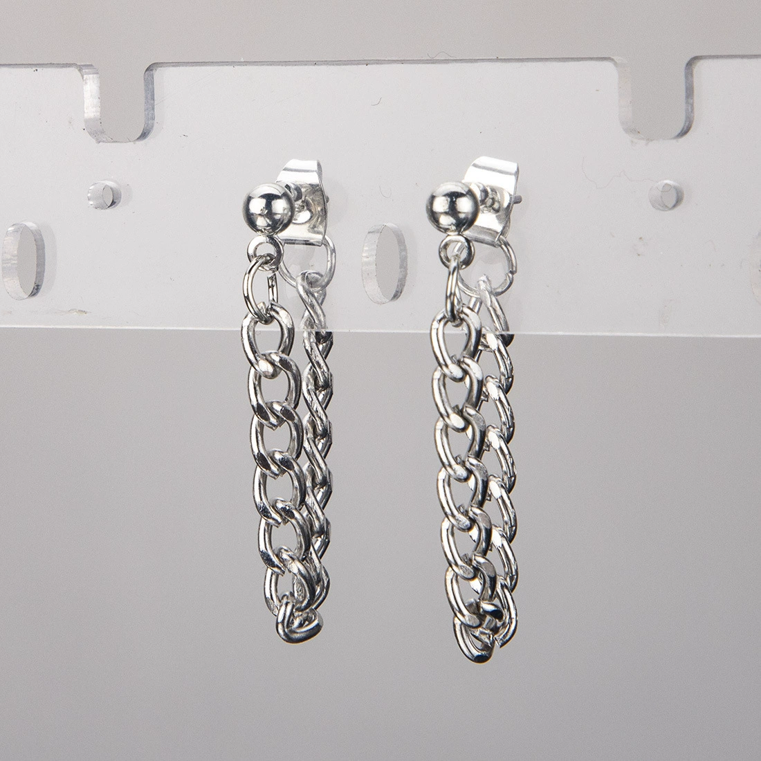 Chain, sexy silver earrings, Korean style