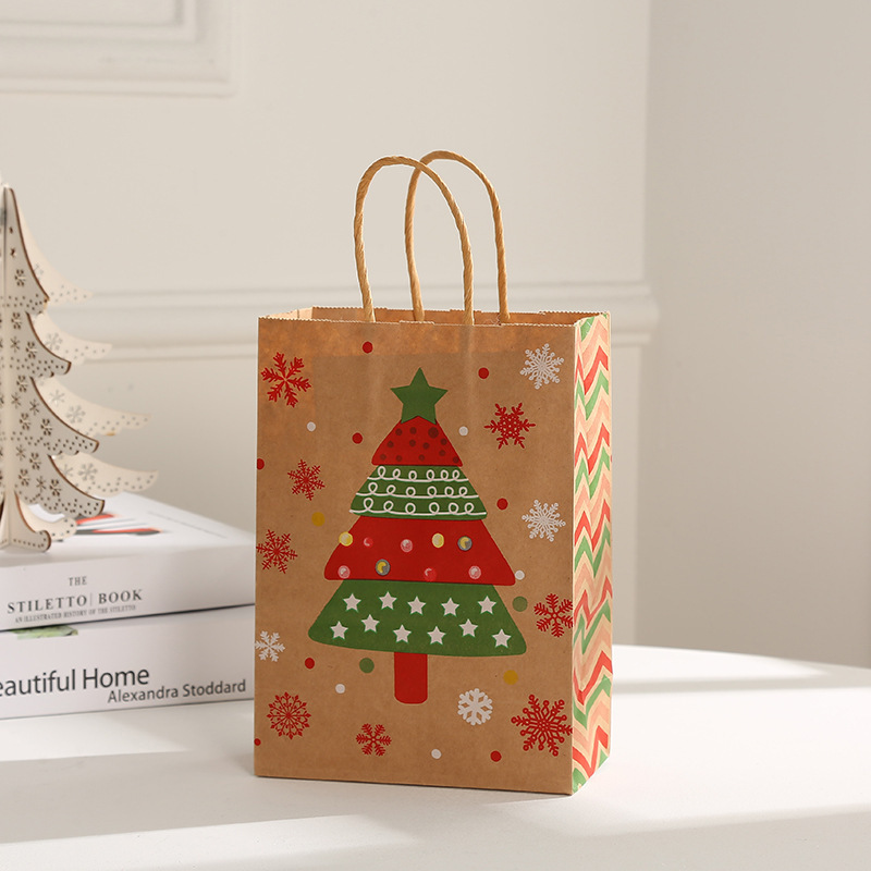 Navidad kraft bolsas de regalo al por mayor ropa bolsa de papel bolsa de compras bolsa de mano de copo de nieve bolsa de regalo de alce