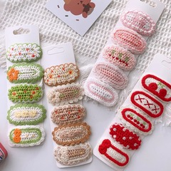 Korean-style cashmere knitted BB clasp cute animal cartoon fruit pattern bangs clip for girls with a youthful heart