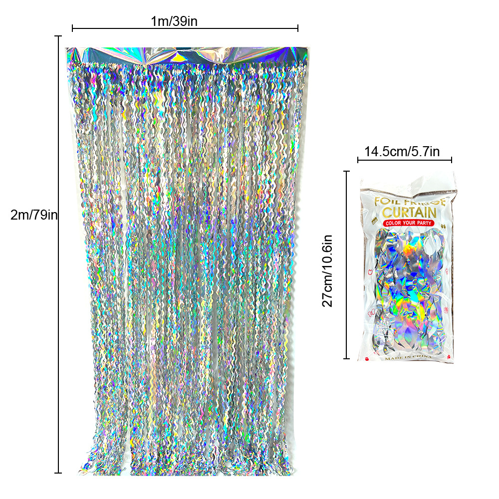 Amazon Plain Laser Silver Macheta cortina de lluvia Lips Party Party Decoration Background Photography Props