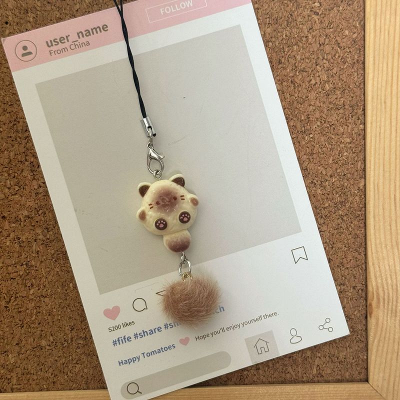 かわいい女の子シャム猫ボールペンダント漫画多用途インスタイルキーホルダーバッグペンダントギフトペンダント|undefined