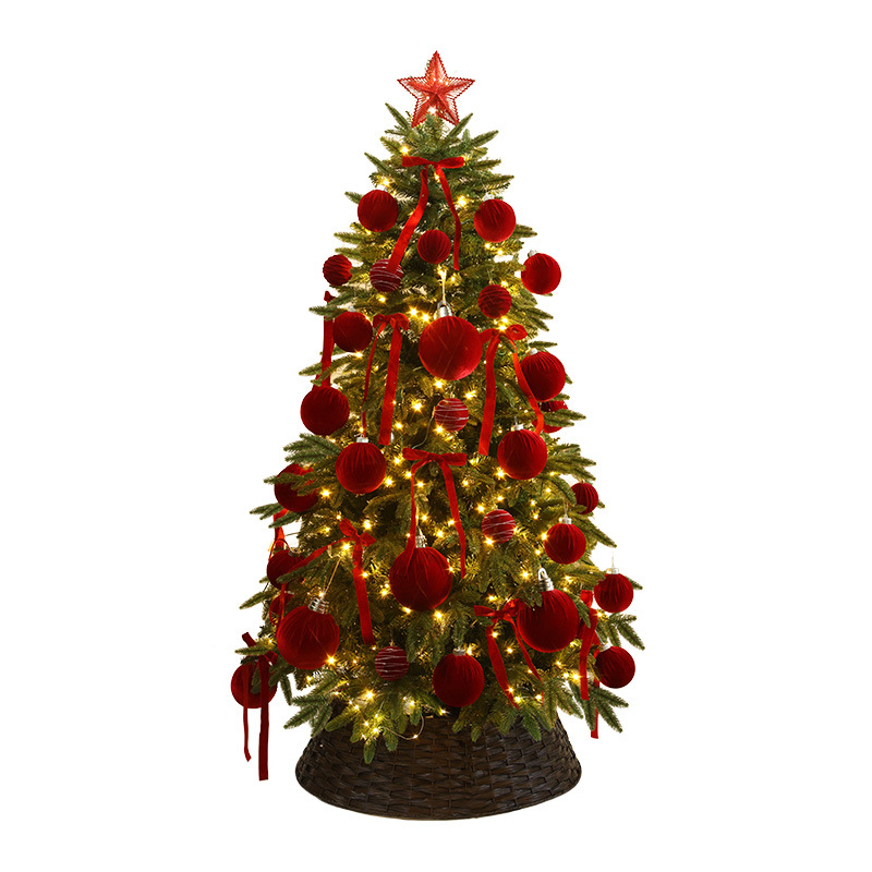 2025 nuevo paquete de árbol de Navidad arco flocado bolas domésticas de alta calidad decoraciones navideñas grandes