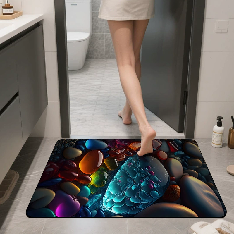 Имитация цветных хрустальных камешков, коврики из диатомовой грязи, нескользящие быстросохнущие коврики для ванной комнаты, коврики для входной двери, коврики для ванной комнаты