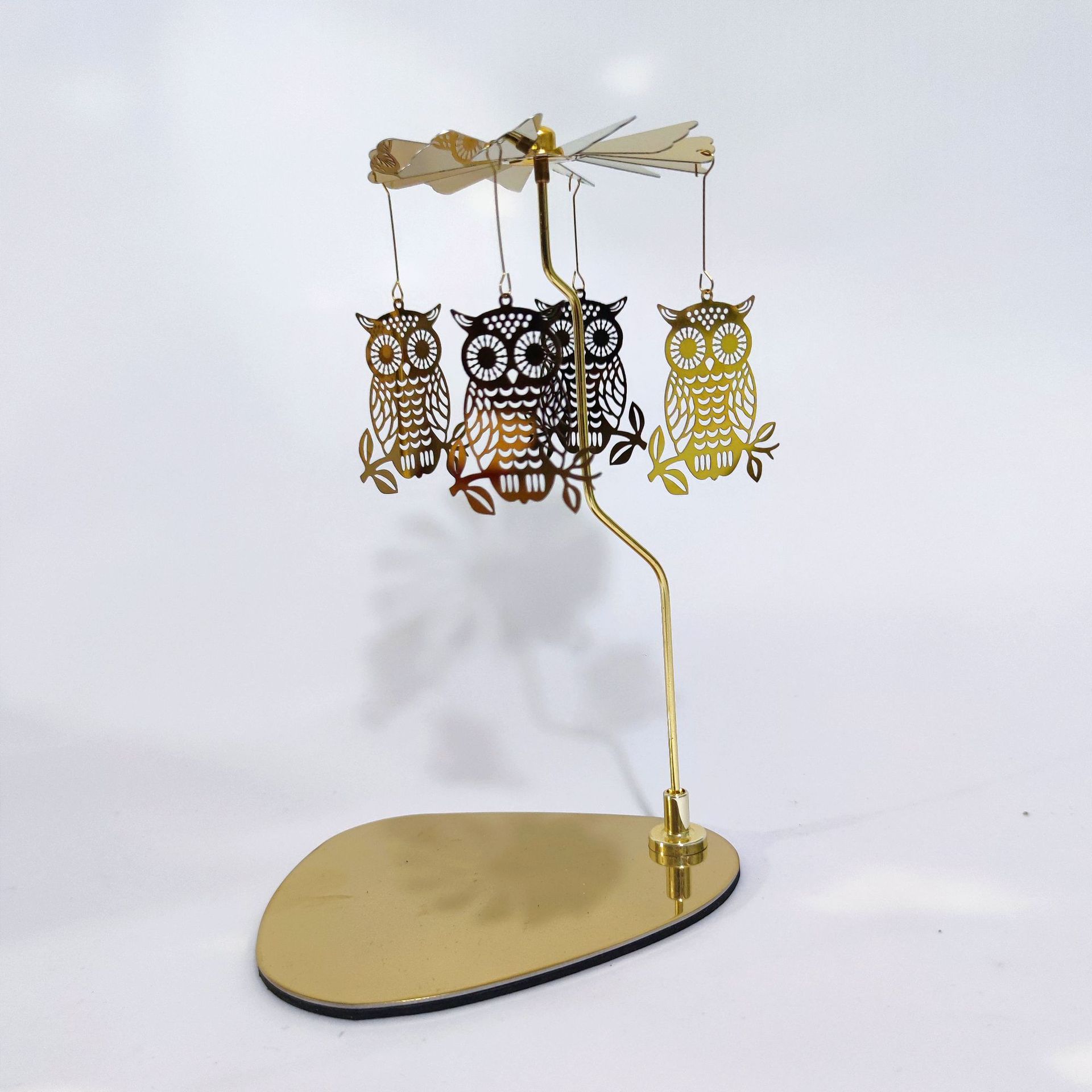 Amazon ins doles Acero inoxidable triángulo redondo bandeja giratoria candelabro aromaterapia vela linterna romántica