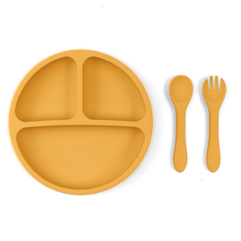 En stock al por mayor plato de cena para niños cuatro taza de succión reforzada cuenco para niños tazón de suplemento de alimentos para bebés plato de cena de silicona vajilla para niños
