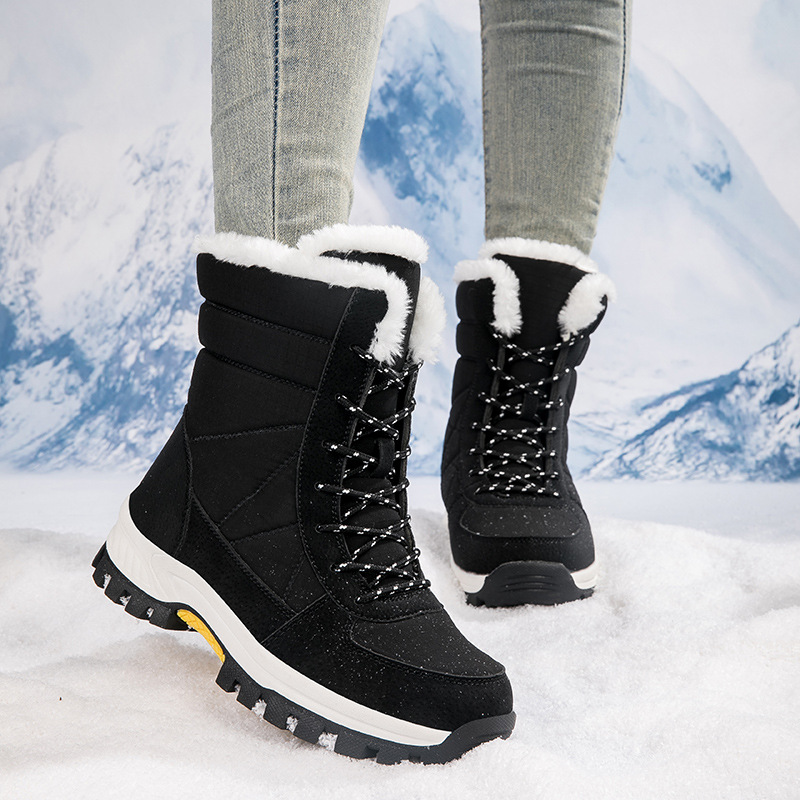 Botas de nieve de invierno para mujeres, nuevos zapatos de algodón del noreste, impermeables, antideslizantes, esquí al aire libre, botas de cilindro medio a prueba de frío image 4