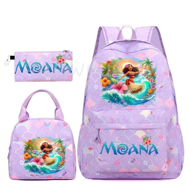 Princess Nana Cartoon Print Backpack 3-Piece Set Lunch Bag Pencil Case Large Capacity for Elementary School Girls