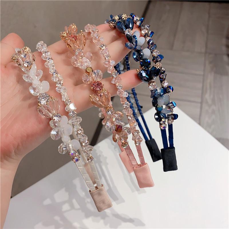 New Style Double-layer High-grade Crystal Hair Band Hand-pressed Hair Band Outgoing All-match Hair Stamp Cyber Celebrant Hair Accessories