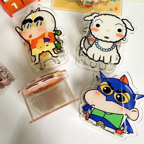 Cartoon Crayon Shin-Chan Pen Holder Acrylic Cute Pen Holder Student Desktop Stationery Storage Box Makeup Brush Storage Bucket