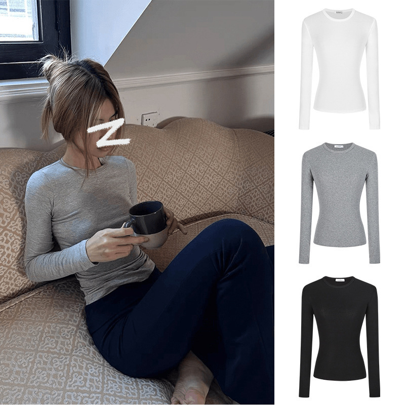 Spice Girls Spice Waist Shoulder Long-Sleeved T-Shirt Women's Autumn Slim-Fit Slimming Inner Base Shirt Tight T-Shirt Short Top