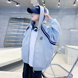 中大童童装男童秋装连帽开衫卫衣薄外套2025新款儿童秋季衣服潮牌