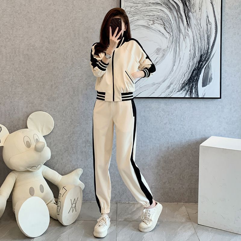 学院风运动套装女秋季2025新款休闲减龄拼接撞色棒球服时尚两件套|undefined