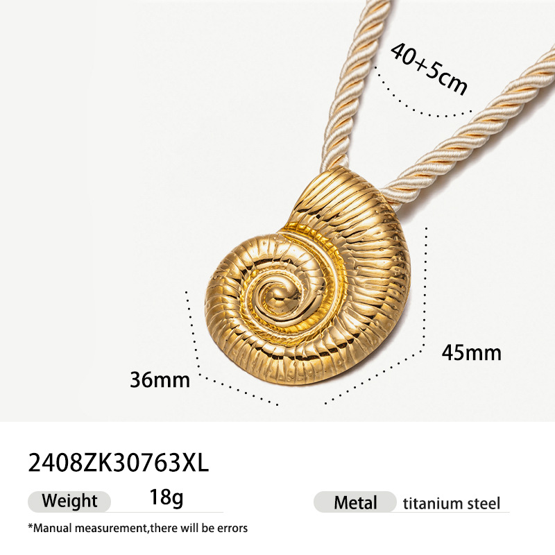Tena Europa y América Alta retención de color 18k oro concha de acero inoxidable concha de estrella de mar collar de cuerda gruesa ins joyería de explosión transfronteriza image 9
