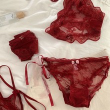 新年系列~本命年红色日系性感甜美纯欲风蕾丝低腰内裤2024新款
