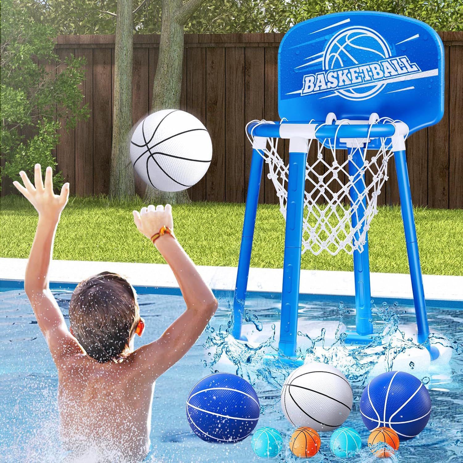 Cross-Border New Swimming Pool Basketball Frame Pool Side with Backboard Kidsren and Adults Water Basketball Version Outdoor Play