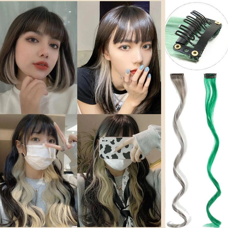 Hanging Ear Dye Color Wig One-piece Non-marking Invisible High Temperature Silk Hair Extending Sheet Highlighting Dye Women's Curly Hair Extending Strip