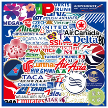 55張不重復跨境登機牌航空公司塗鴉貼紙DIY行李箱汽車滑板防水貼