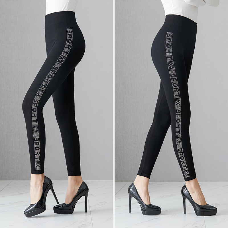 Otoño e Invierno modal forrado de lana extra grande más tamaño leggings grasa MM200 kg perforación en caliente pantalones hasta el tobillo al por mayor image 17