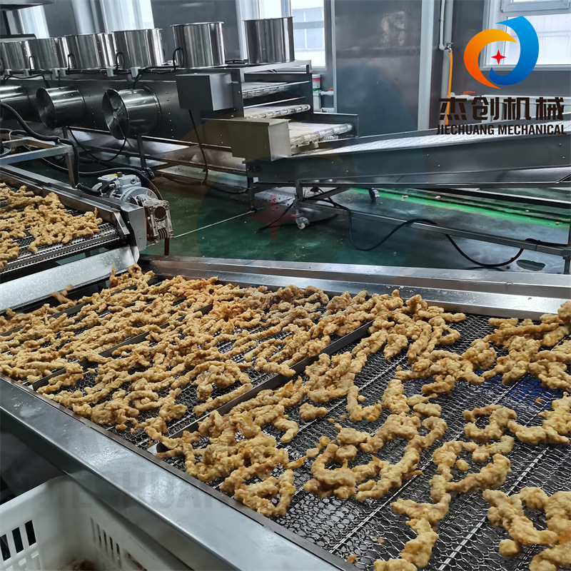 带油渣清理功能小酥肉油炸设备 全自动上浆机 鸡肉条整套生产线
