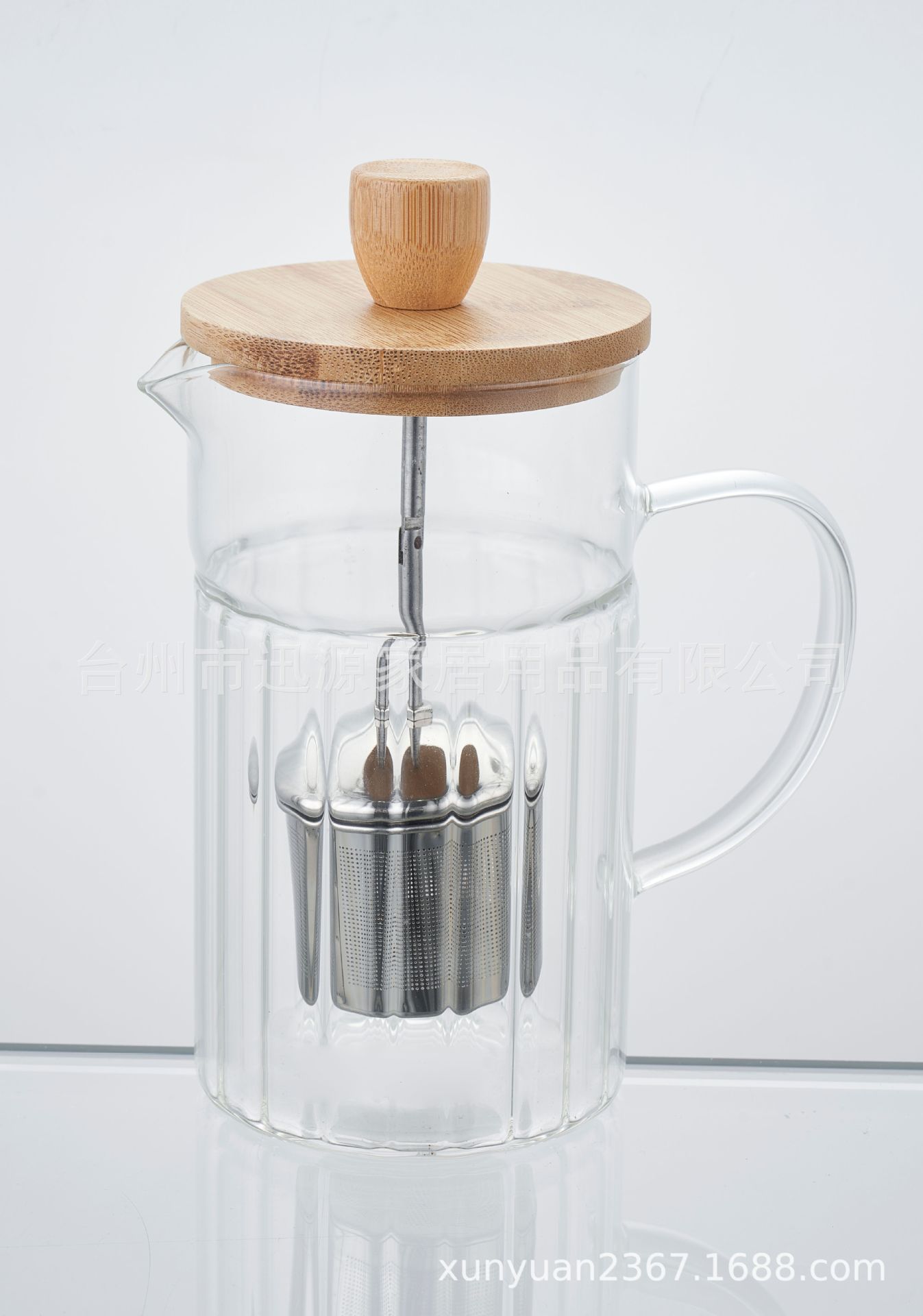 tetera de café de vidrio de alto borosilicato con malla de filtro de madera tapa de mano tetera de té resistente al calor tetera de infusión