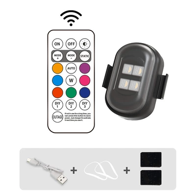 Motorcycle Aircraft Light Remote Control Flashing Warning Light Wireless Motorcycle Electric Vehicle Warning Light Center Grid Navigation Modification (Other lights) - 1-light-1-remote-control-bag