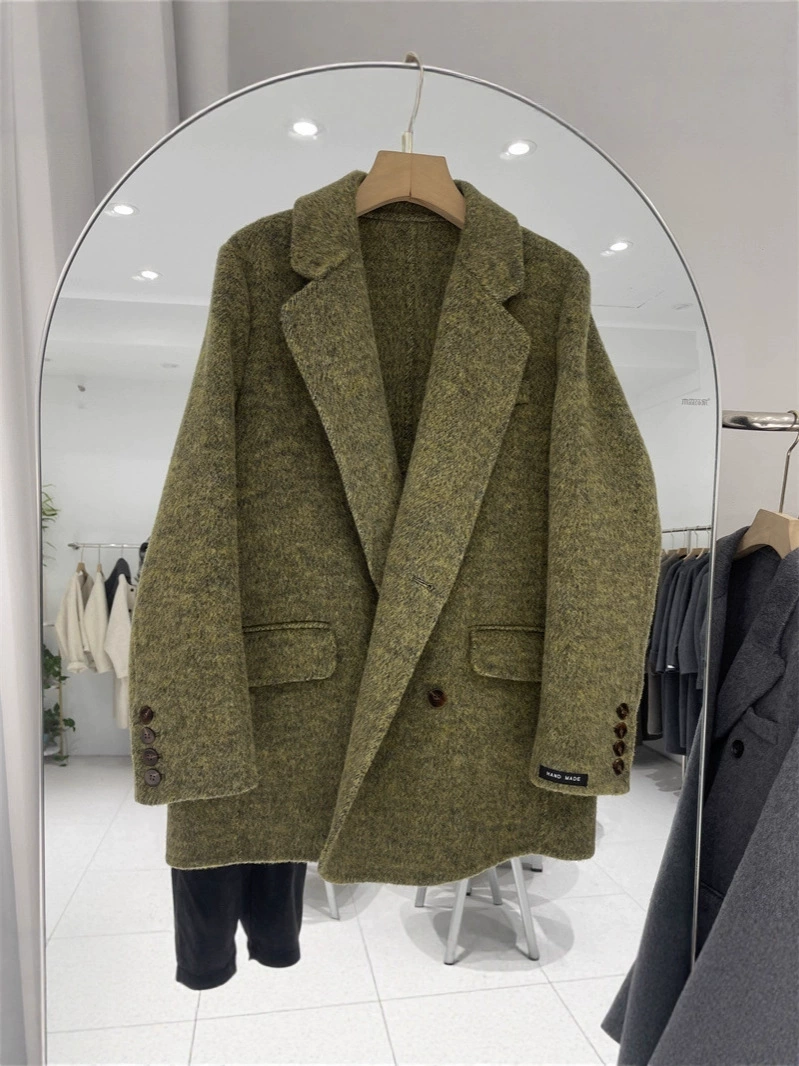 Двустороннее шерстяное пальто, зимний классический костюм, стиль Chanel