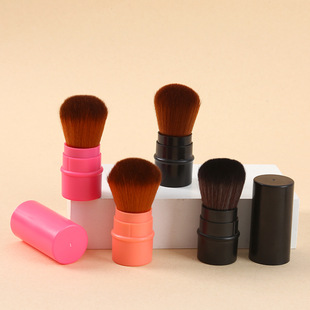 Cross-Border Popular Single Retractable Brush Multi-Functional Plastic Handle Retractable Makeup Brush Loose Powder Brush Blush Brush Beauty Tool