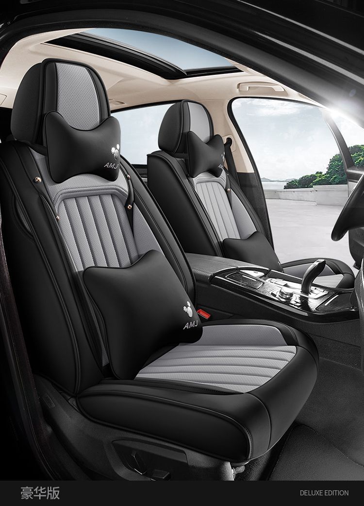 Fully Enclosed Car Seat Cushion, Summer Breathable and Wear-Resistant Nappa Leather, Five-Seater Car for Men and Women, Suitable for All Seasons