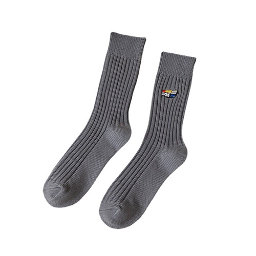 Japanese style Shawn Yue's same thick thread socks for men, medium and high socks, thickened autumn and winter knitted retro socks, letter trendy socks for women