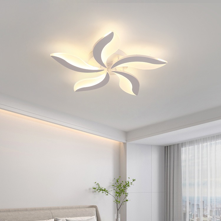 Personalidad postmoderna LED lámpara de sala de estar modesta lámpara de techo sencilla sala de hojas dormitorio principal lámparas de atenuación sin electrodos