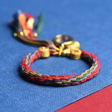 藏式唐卡手绳手工编织藏式手链绳复古民族风藏式风手搓棉线绳跨境