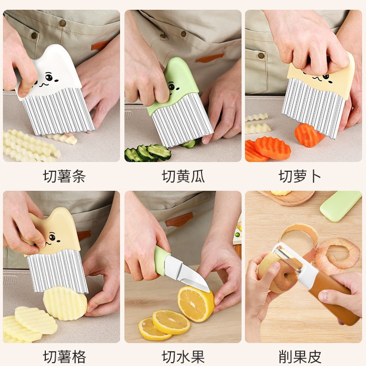 Cuchillo ondulado de acero inoxidable cuchillo de patata de dientes de lobo cuchillo ondulado multifuncional para cortar patatas cuchillo ondulado de cocina para cortar verduras domésticas Yangjiang