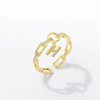 Golden ring, chain, fashionable brand pendant with letters, European style, on index finger, internet celebrity