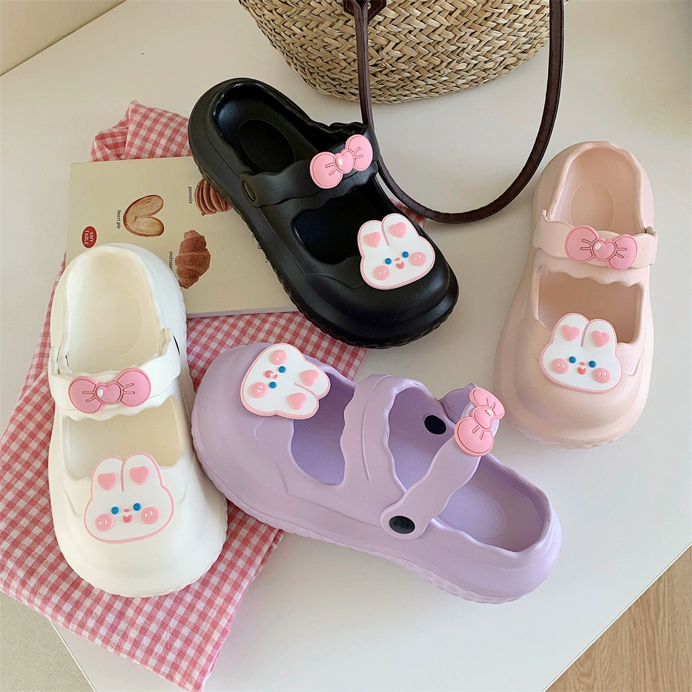 Уличные тапочки Baotou с милым бантом и кроликом-бантом, модные летние женские пляжные сандалии с ощущением навоза от Интернет-знаменитостей