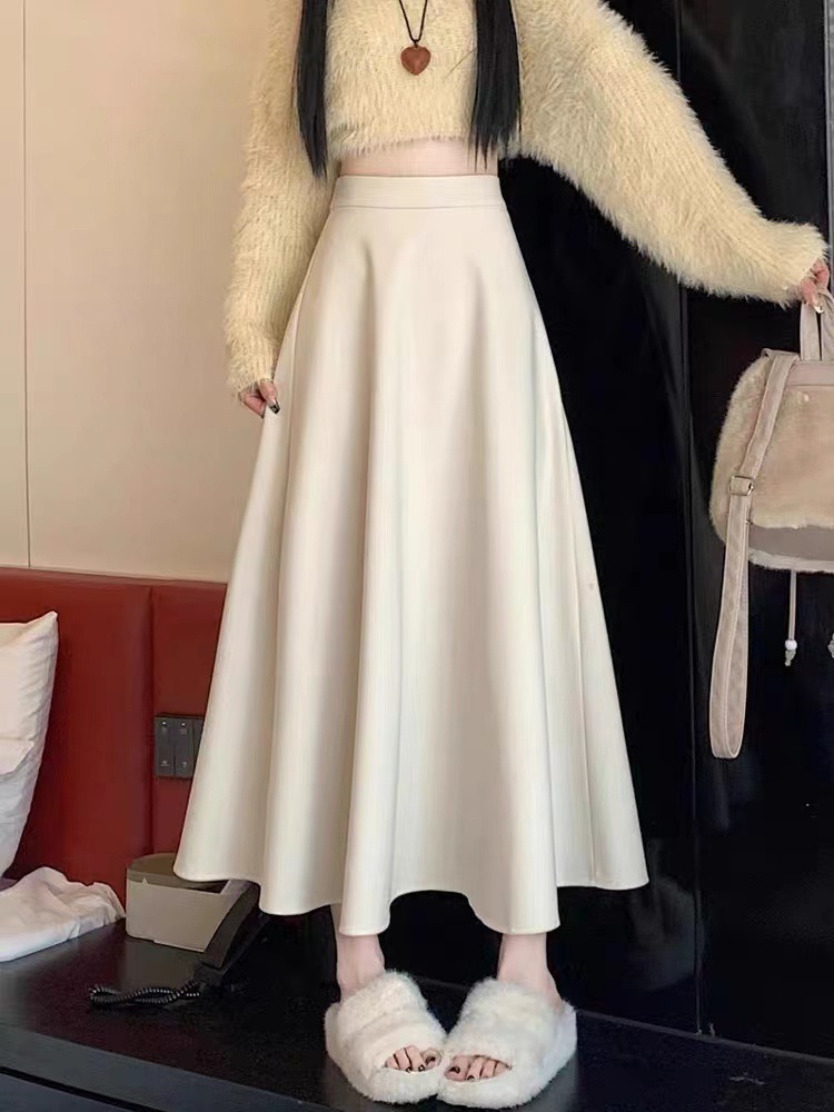 Women's Skirt for Summer 2024 New Fashionable A- Shaped Umbrella Skirt Mid-Length Cross-Covering Slimming High Waist Pleated Skirt