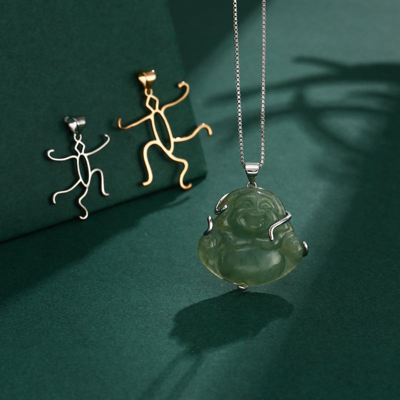 Colgante ajustable simple soporte vacío hembra con incrustaciones de cera de abeja ámbar turquesa con forma colgante de Buda soporte de plata soporte vacío