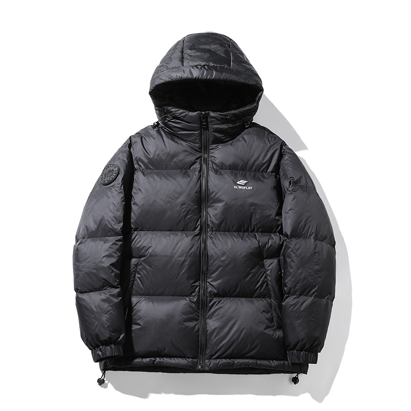 Winter black bread down thick warm hooded outdoor functional windproof jacket men's loose fit_voghion.com