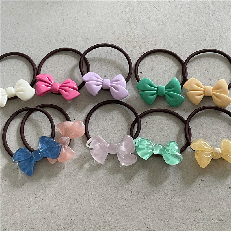 Summer Fresh Style Jelly Texture Acrylic Bow Hair Ring Horsetail Hair Rope Hair Strap Sweet New_voghion.com