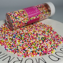 七色小彩珠彩粒2mm食用烘焙奶油蛋糕装饰棒棒糖彩糖珠128克瓶商用