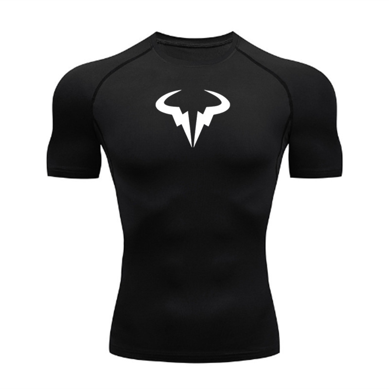 Vêtements pour hommes - T-shirt de compression à séchage rapide pour le fitness, idéal pour la salle de sport et les activités de plein air._voghion.com