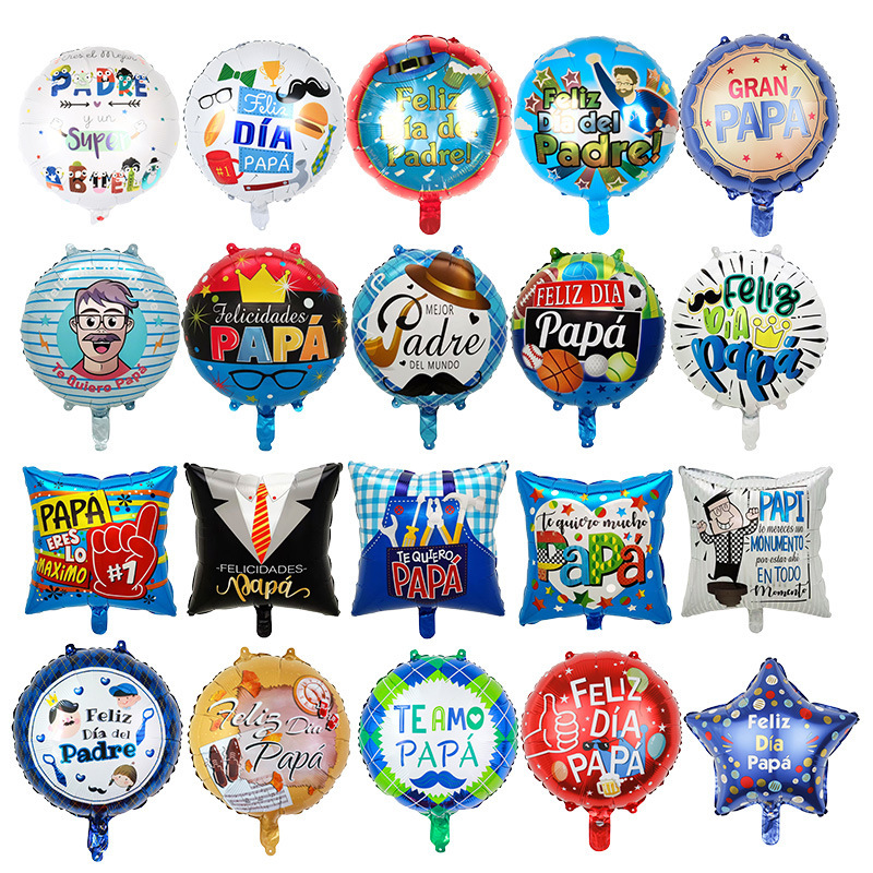 Cross-Border 18-inch Spanish Father's Day Aluminum Film Balloons Spanish papa Dad Happy Holiday Balloons